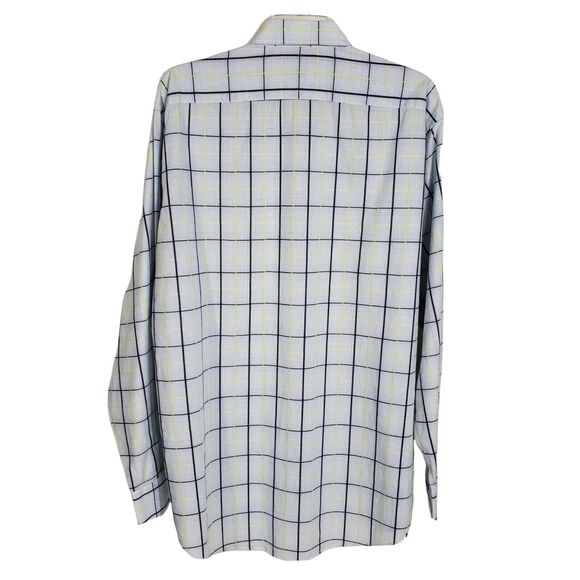Thomas Dean Mens Shirt Size XL Blue Flip Cuff Button Front Long Sleeve Plaid - Picture 2 of 12